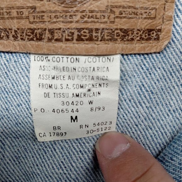 Vtg Gap Denim Jacket Mens Medium Blue Trucker Type II Jean 1993 Warming Pockets - Picture 5 of 7